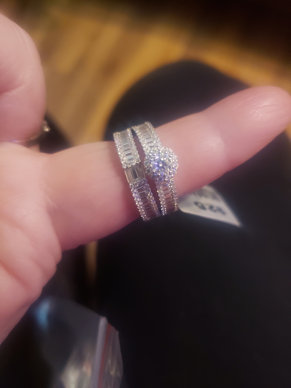 Zales Silver-925 3ctw Mossonite Halo Engagement Ring Baguette Accent Band -
